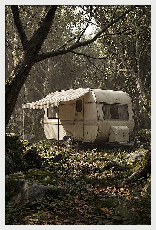 Vintage Camping Trailer In Nature
