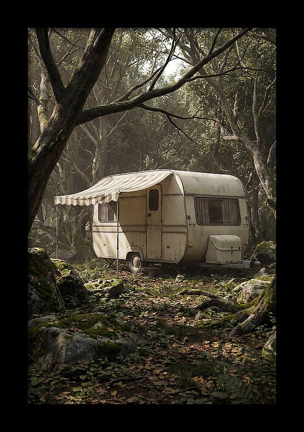 Vintage Camping Trailer In Nature