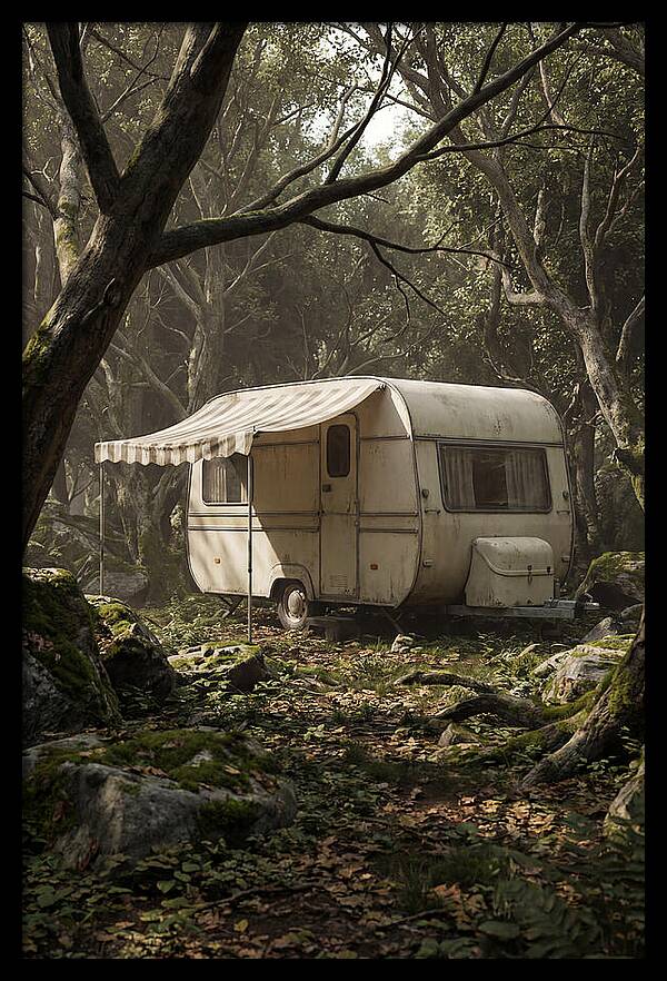 Vintage Camping Trailer In Nature