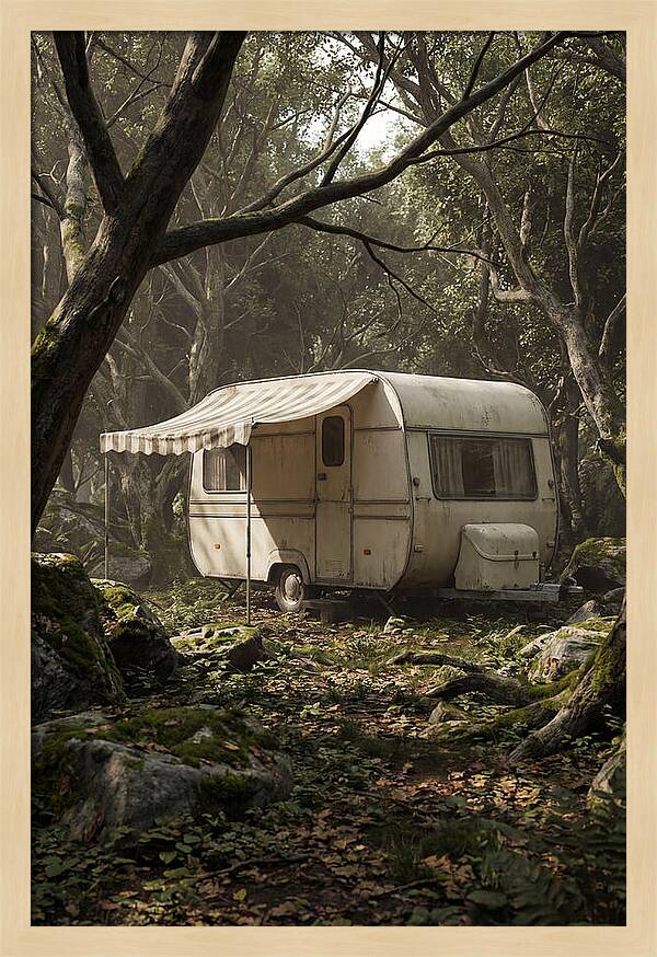 Vintage Camping Trailer In Nature