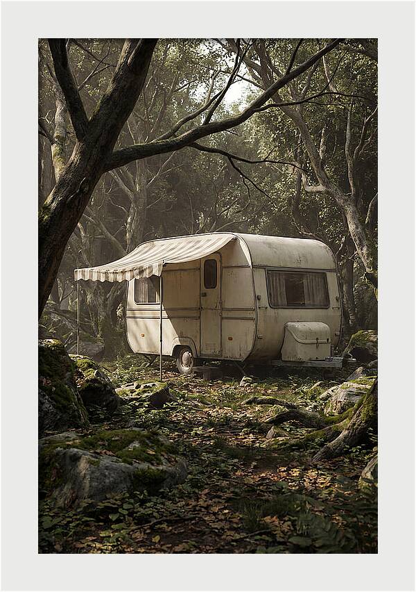 Vintage Camping Trailer In Nature