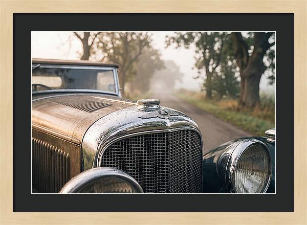 Vintage Car Grille In Morning Mist