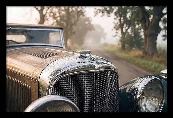 Vintage Car Grille In Morning Mist