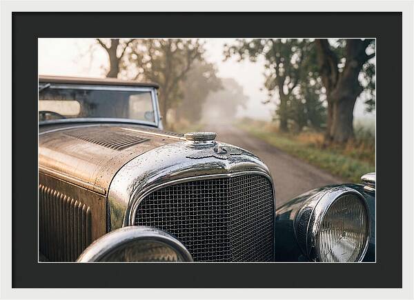 Vintage Car Grille In Morning Mist