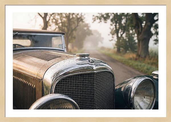 Vintage Car Grille In Morning Mist