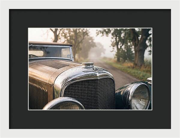 Vintage Car Grille In Morning Mist