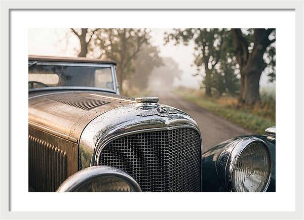 Vintage Car Grille In Morning Mist
