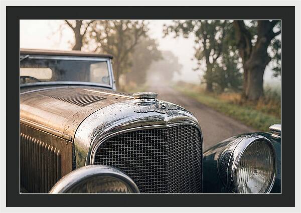 Vintage Car Grille In Morning Mist