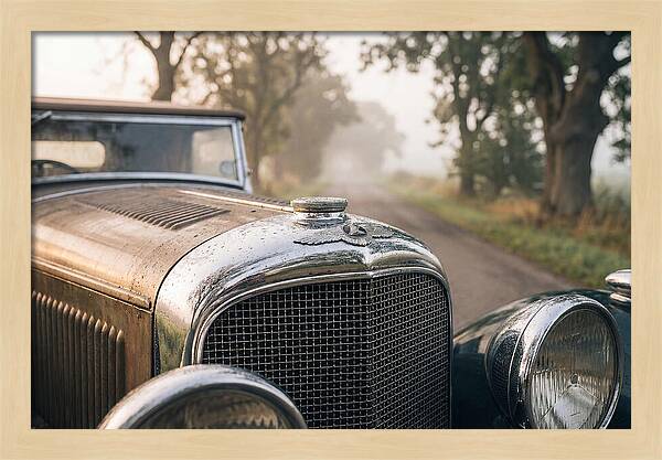 Vintage Car Grille In Morning Mist