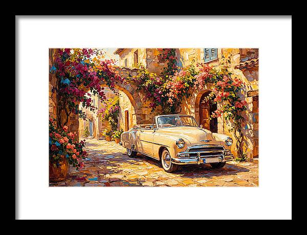 Vintage Car In Mediterranean Village