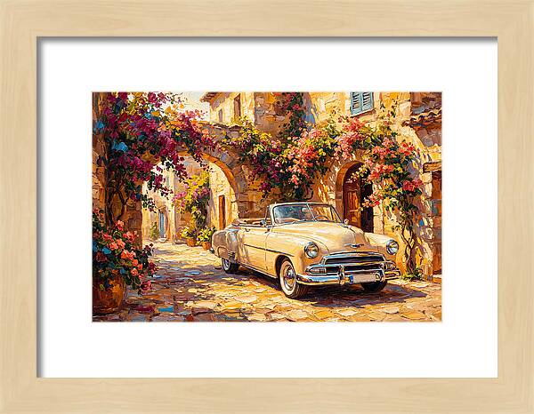 Vintage Car In Mediterranean Village