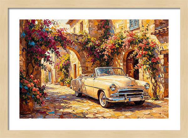 Vintage Car In Mediterranean Village