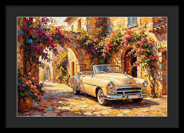 Vintage Car In Mediterranean Village