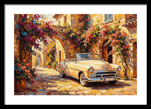 Vintage Car In Mediterranean Village