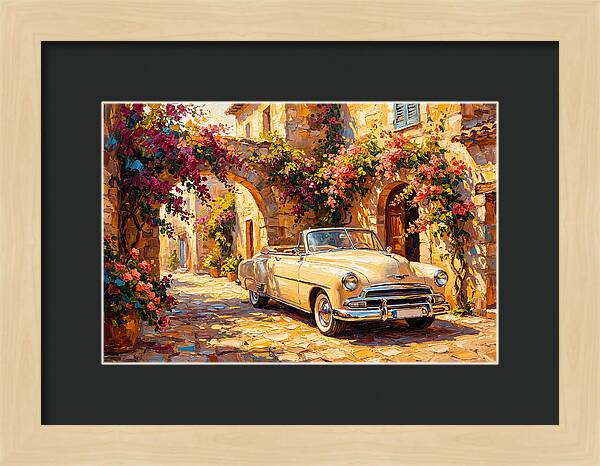 Vintage Car In Mediterranean Village