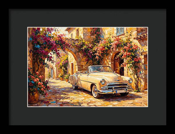Vintage Car In Mediterranean Village