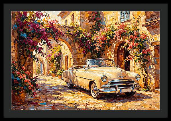 Vintage Car In Mediterranean Village