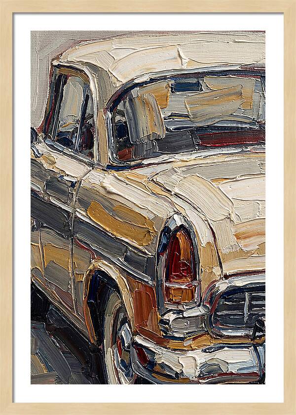 Vintage Car In Palette Knife Style