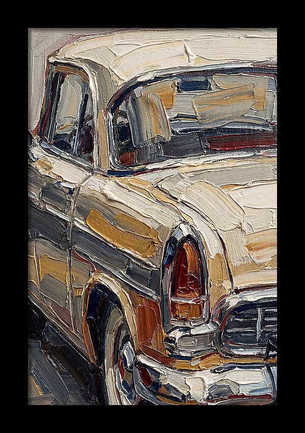 Vintage Car In Palette Knife Style