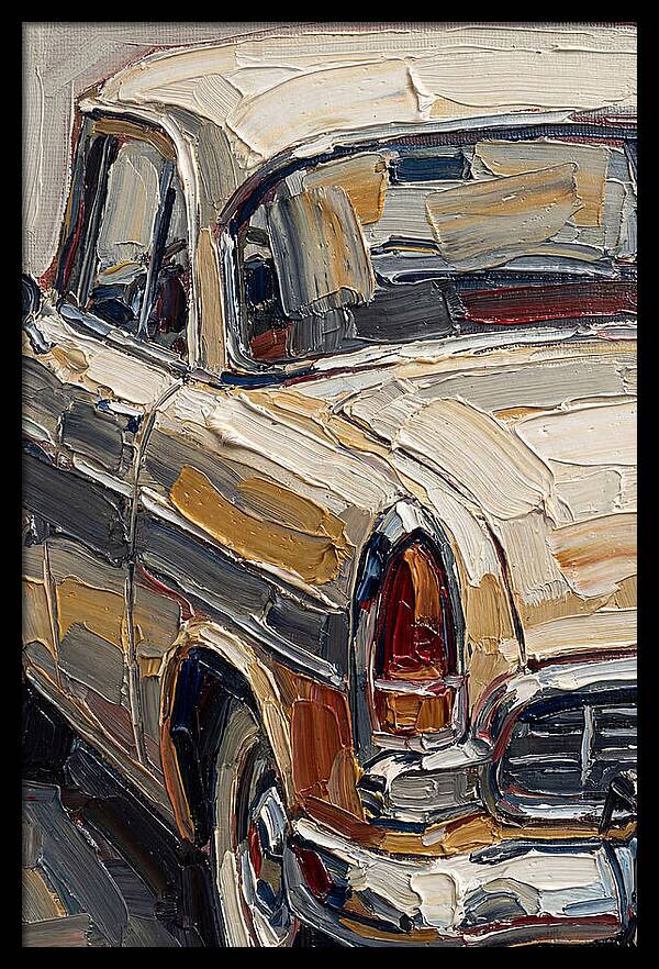 Vintage Car In Palette Knife Style