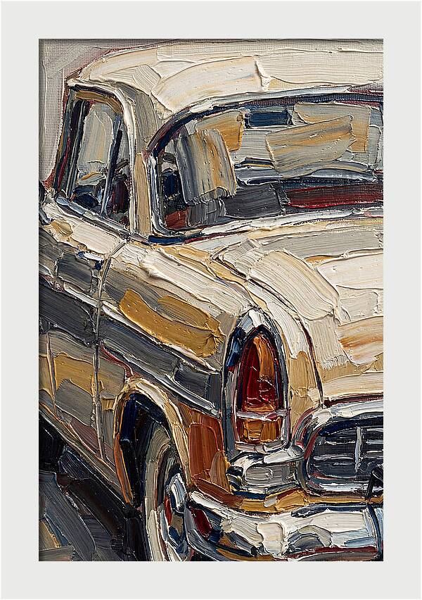 Vintage Car In Palette Knife Style