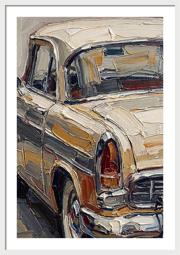 Vintage Car In Palette Knife Style