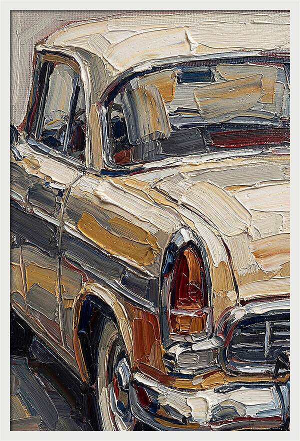 Vintage Car In Palette Knife Style