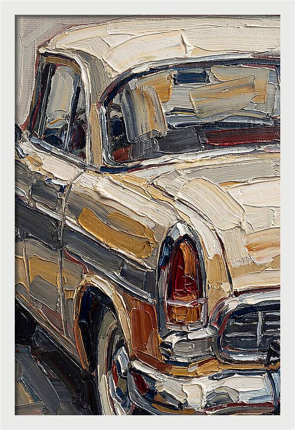 Vintage Car In Palette Knife Style