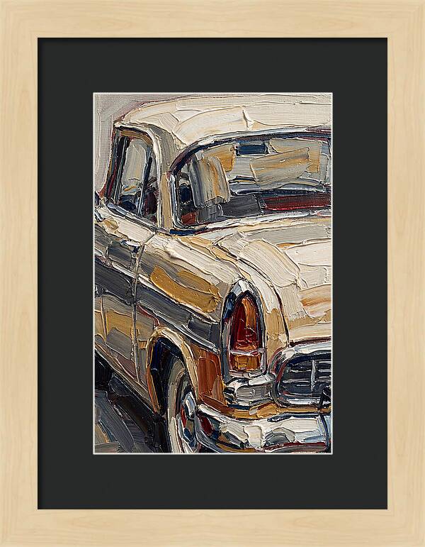 Vintage Car In Palette Knife Style