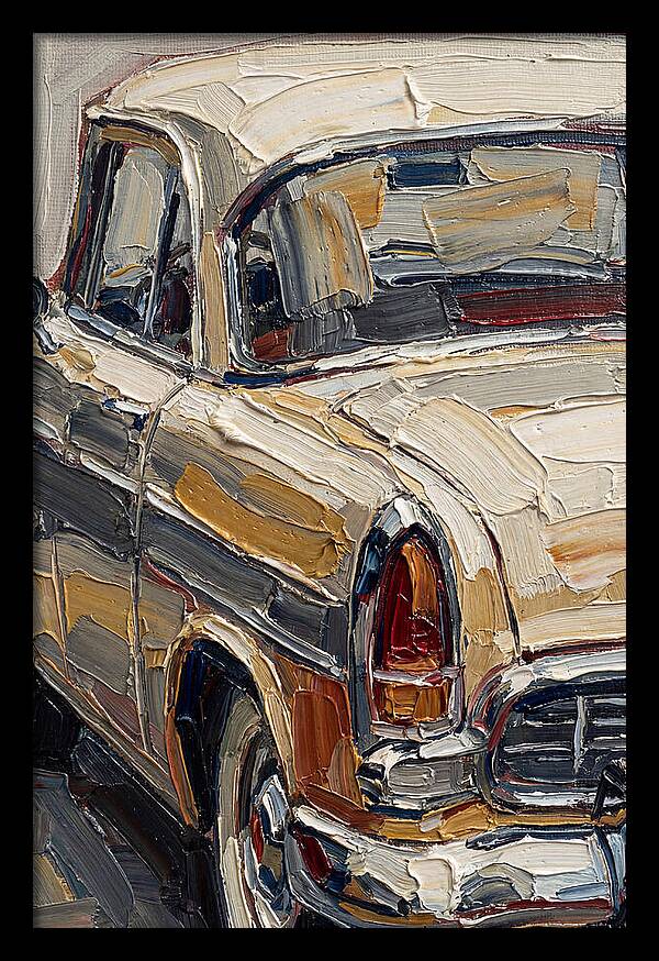Vintage Car In Palette Knife Style