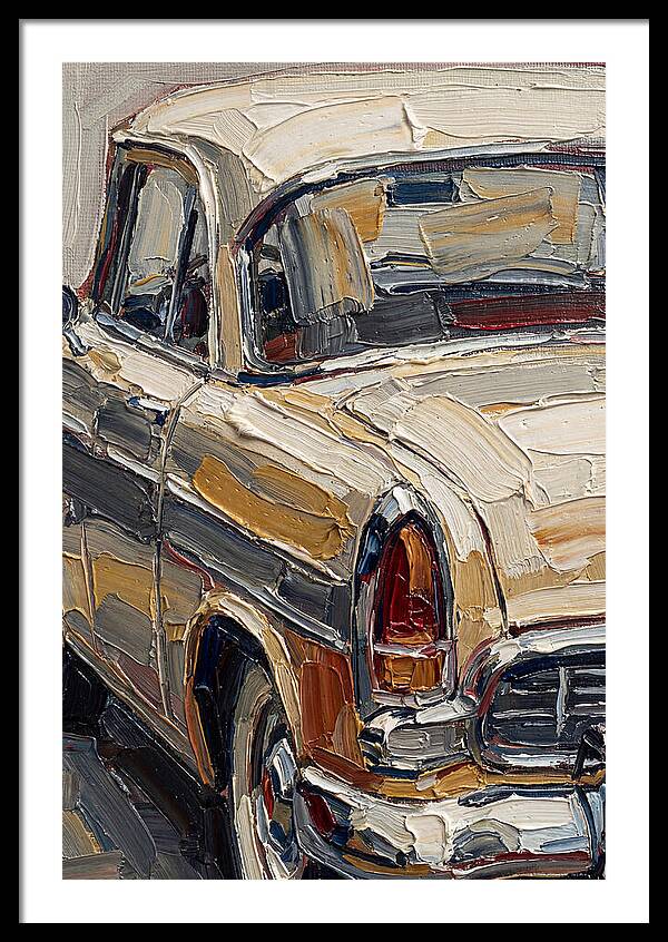 Vintage Car In Palette Knife Style