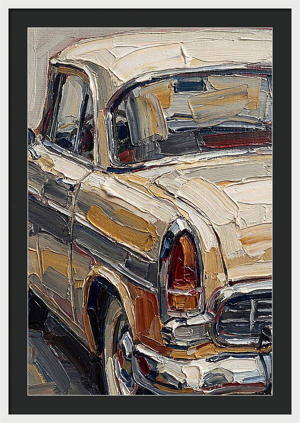 Vintage Car In Palette Knife Style