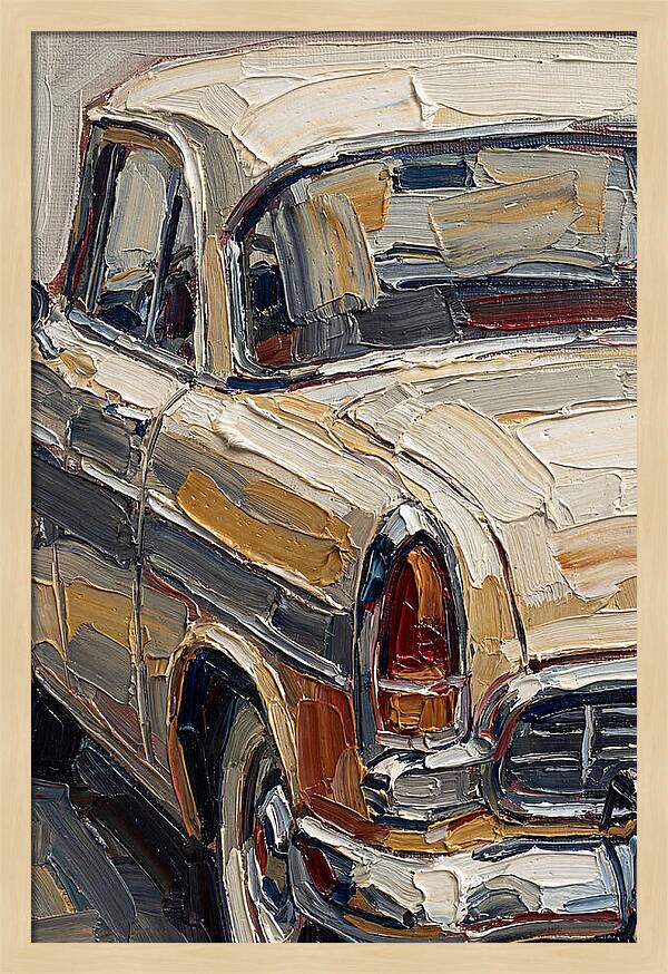 Vintage Car In Palette Knife Style