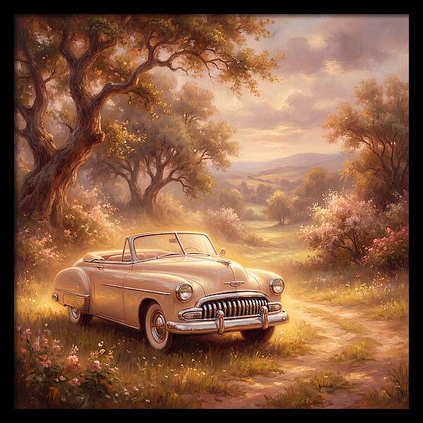 Vintage Car In Serene Landscape