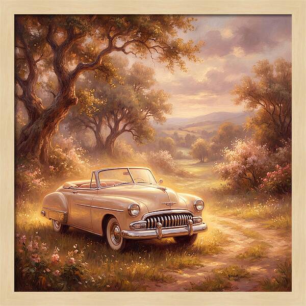 Vintage Car In Serene Landscape