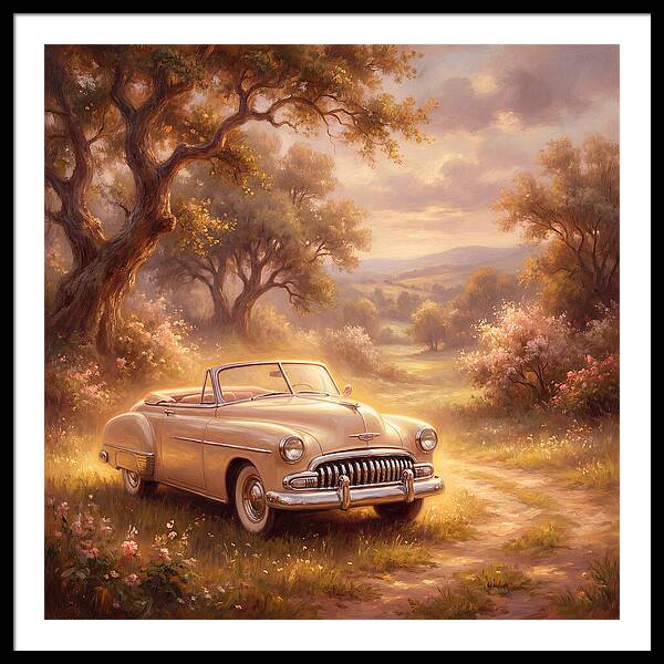 Vintage Car In Serene Landscape