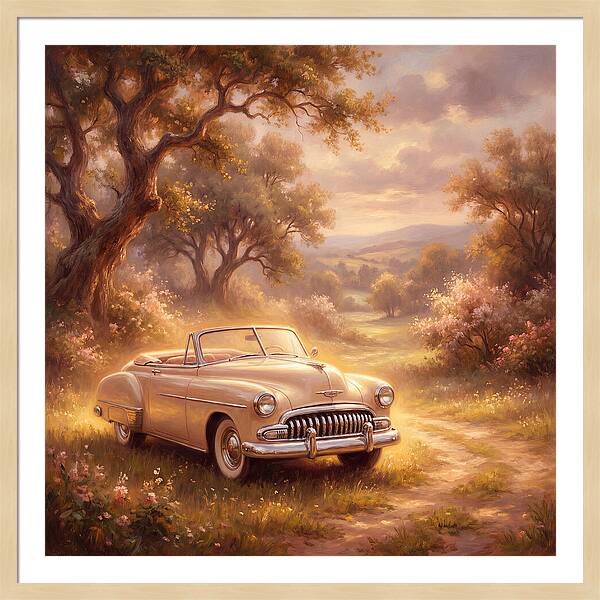 Vintage Car In Serene Landscape