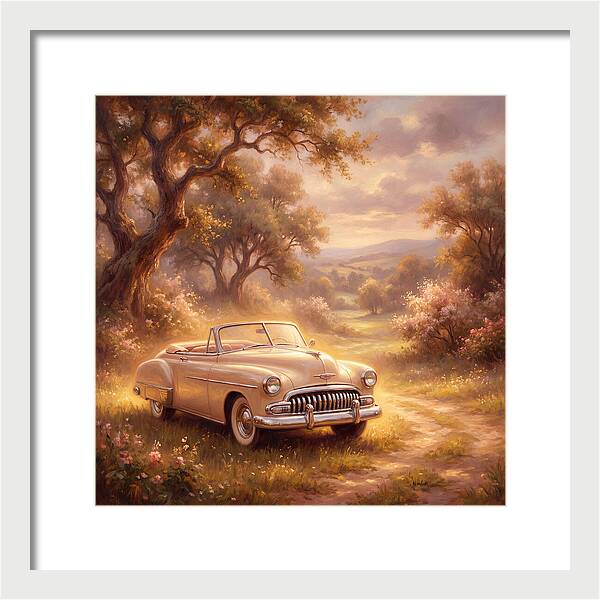 Vintage Car In Serene Landscape