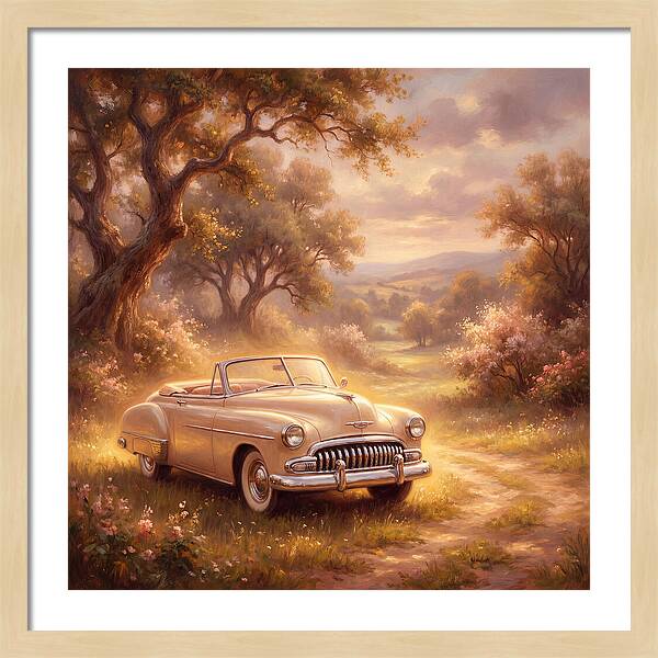 Vintage Car In Serene Landscape
