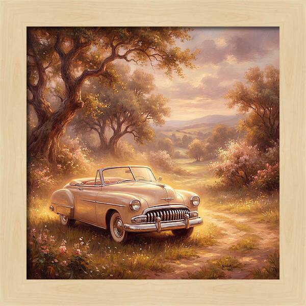 Vintage Car In Serene Landscape