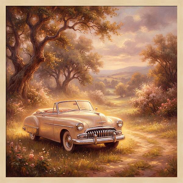 Vintage Car In Serene Landscape