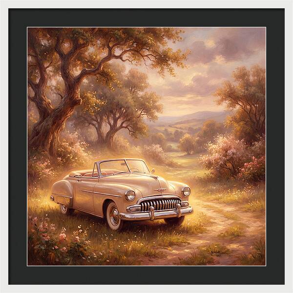 Vintage Car In Serene Landscape