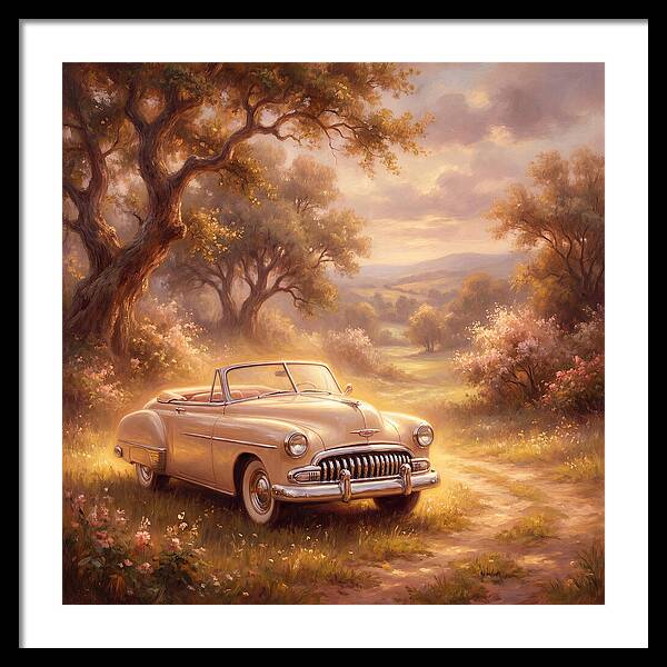 Vintage Car In Serene Landscape