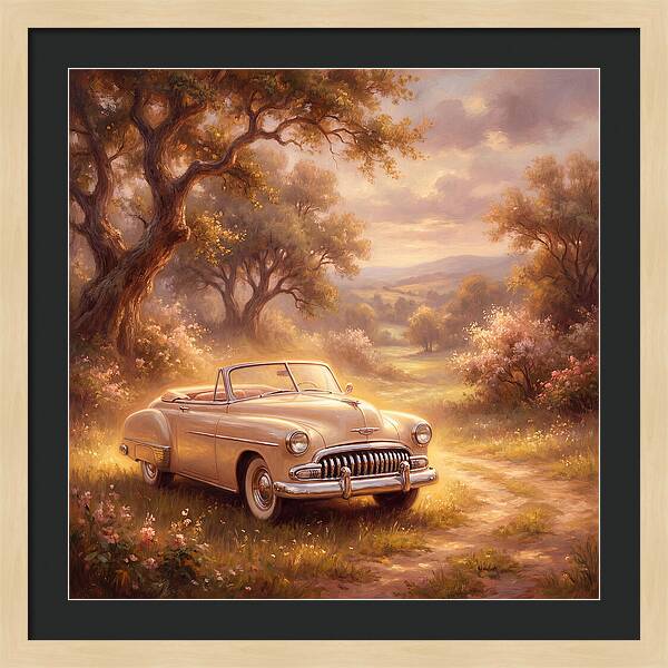 Vintage Car In Serene Landscape