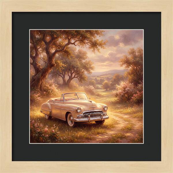 Vintage Car In Serene Landscape
