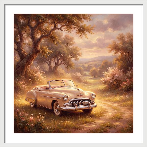 Vintage Car In Serene Landscape