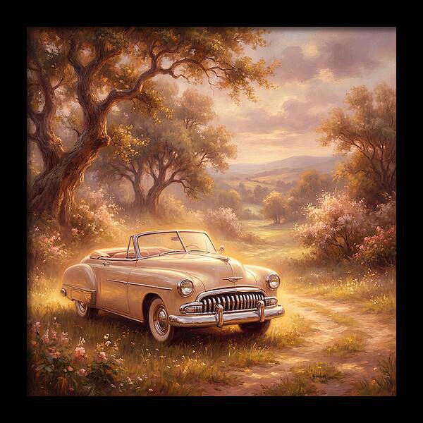 Vintage Car In Serene Landscape
