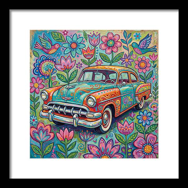 Vintage Car Surrounded By Blooms