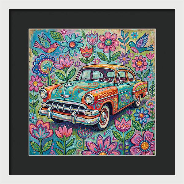 Vintage Car Surrounded By Blooms
