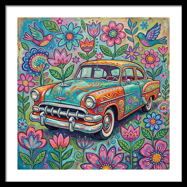 Vintage Car Surrounded By Blooms